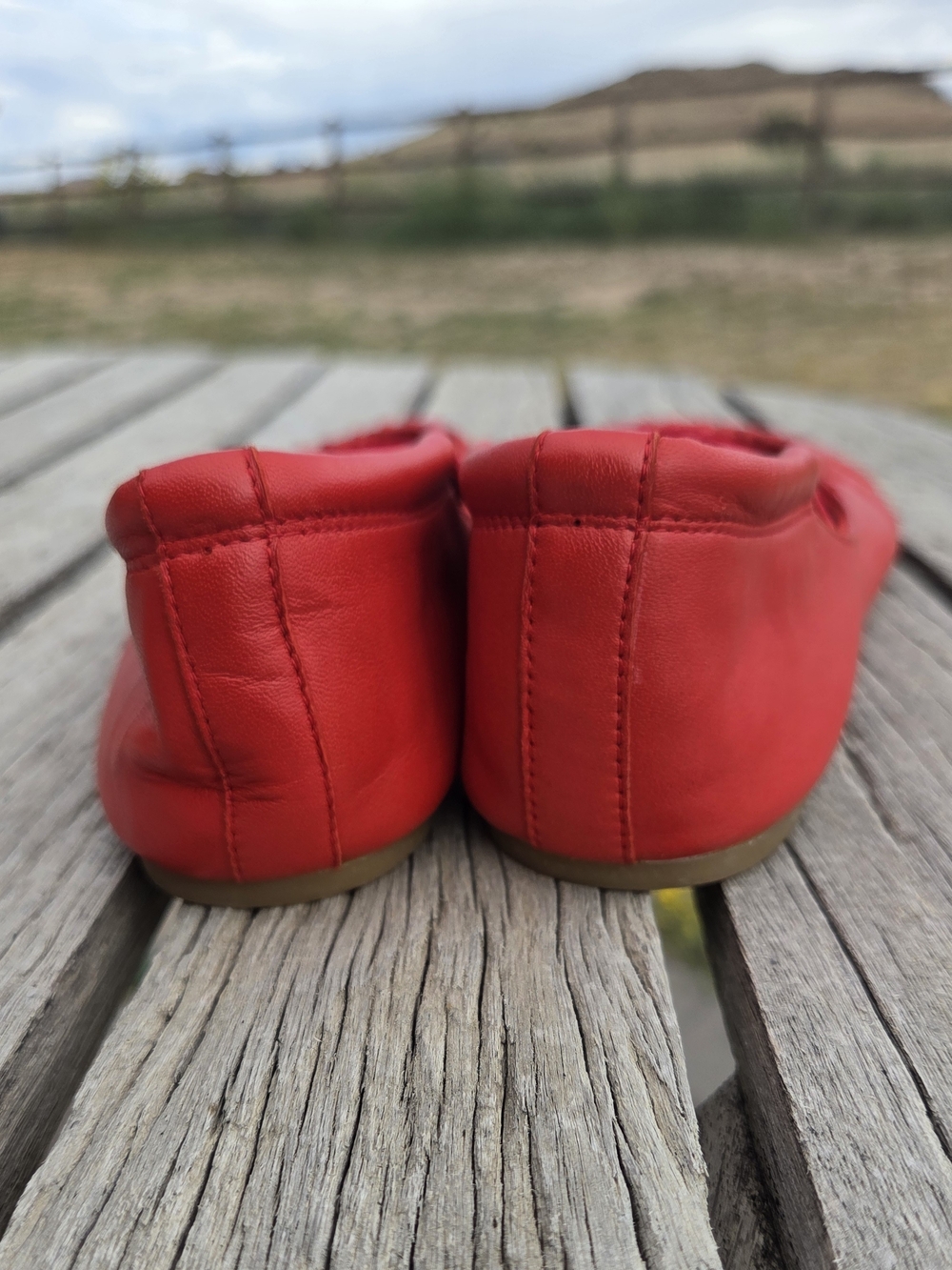 Nine West Red "Maerao" Leather Ballet Flats with Elastic Criss-Cross-Strap - Picture 8 of 10